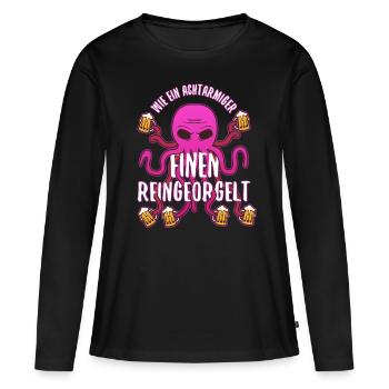 Wie ein Achtarmiger einen reingeorgelt - Frauen Premium Bio Langarmshirt - Schwarz - Vorne - Julia (174cm)