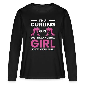 I Am A Curling Girl Just Like A Normal Girl... - T-shirt manches longues Premium bio Femme - noir - Devant - Julia (174cm)