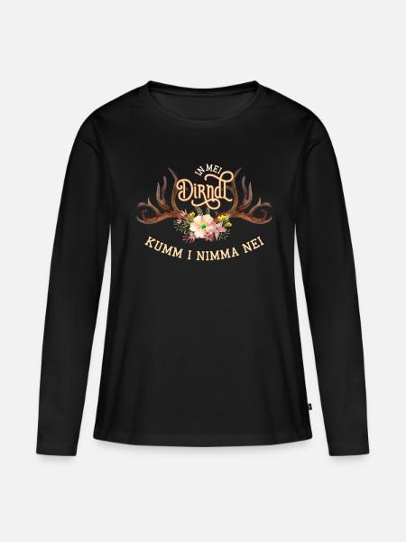 In mei Dirndl kumm i nimma nei Trachtenshirt Damen - Frauen Premium Bio Langarmshirt - Schwarz