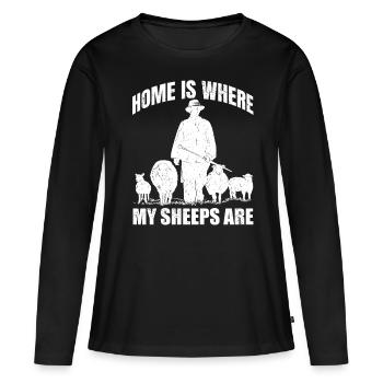 Home Is Where My Sheeps Shepherd Shepherd Shepherd - Women's Premium Organic Long Sleeve Shirt - black - Front - Julia (174cm)