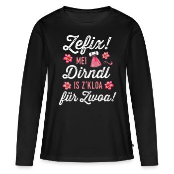Mei Dirndl is z kloa für Zwoa Tracht Schwangere - Frauen Premium Bio Langarmshirt - Schwarz - Vorne - Julia (174cm)