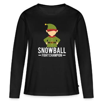 Onze Lutins de Noël bataille de boules de neige - T-shirt manches longues Premium bio Femme - noir - Devant - Julia (174cm)