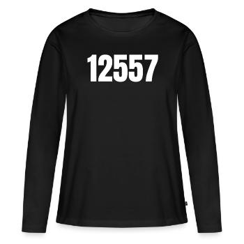 Code postal Berlin Köpenick PLZ Bezirk Nummer Fun - T-shirt manches longues Premium bio Femme - noir - Devant - Julia (174cm)