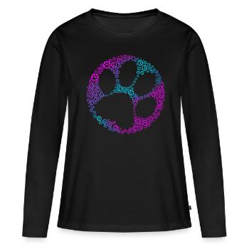 Empreinte de patte Avec de nombreuses empreintes de pattes - T-shirt manches longues Premium bio Femme - noir - Devant - Julia (174cm)