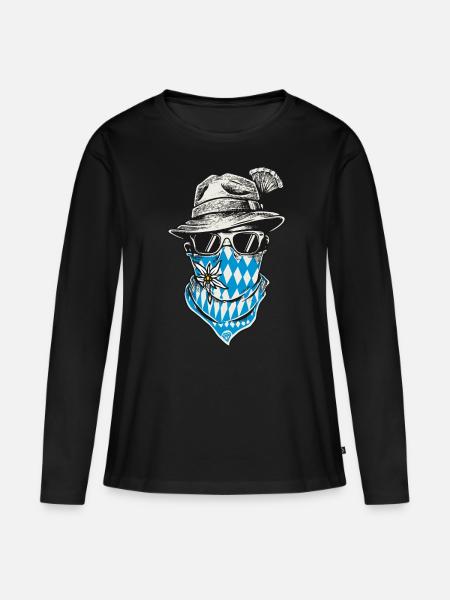 Bayrischer Lausbua Bayern Bua Trachten Shirt Cool - Frauen Premium Bio Langarmshirt - Schwarz