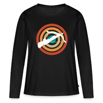 Rétro rétro tireur d’arbalète cadeau - T-shirt manches longues Premium bio Femme - noir - Devant - Julia (174cm)