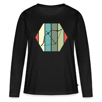 Vintage Retro Bogensport Bogenschütze - Frauen Premium Bio Langarmshirt - Schwarz - Vorne - Julia (174cm)