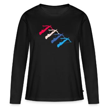 Vintage Retro Crossbow Shooter Cadeau - T-shirt manches longues Premium bio Femme - noir - Devant - Julia (174cm)