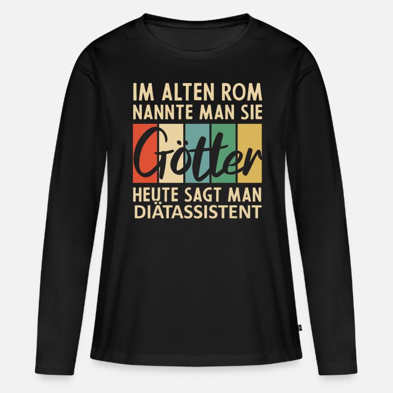Lustige Diätassistent Sprüche - Frauen Premium Bio Langarmshirt - Schwarz