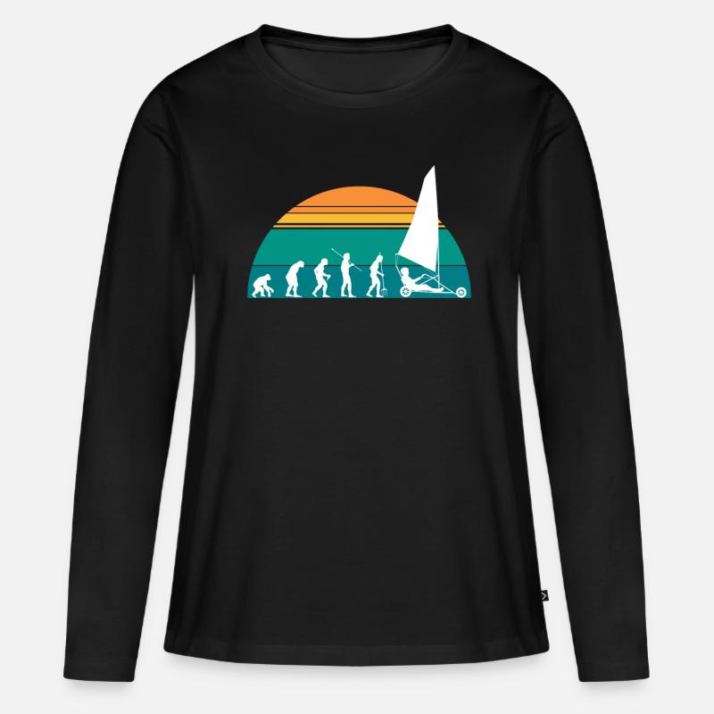 Vintage Retro Evolution Strandsegler - Frauen Premium Bio Langarmshirt - Schwarz