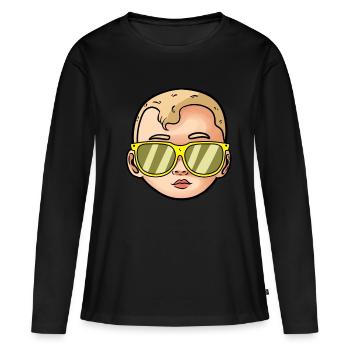 Blondes Comic-Gesicht Idol-Sonnenbrillen-T-Shirt - Frauen Premium Bio Langarmshirt - Schwarz - Vorne - Julia (174cm)