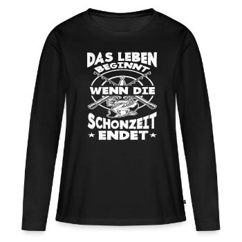 Angelnspruch Angler Fischerei Geschenk - Frauen Premium Bio Langarmshirt - Schwarz - Vorne - Julia (174cm)