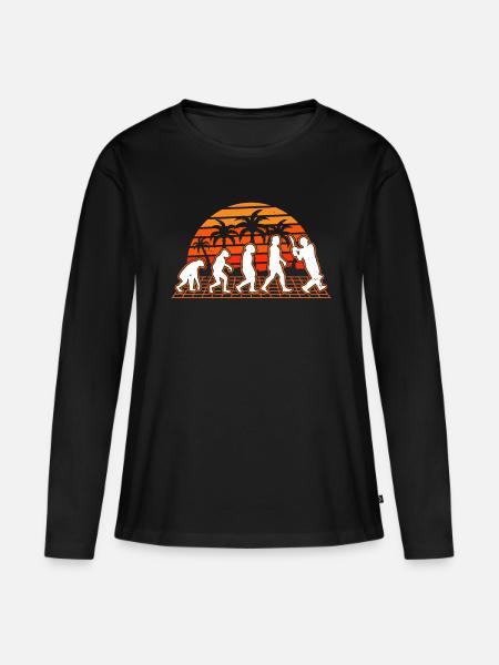 Cricket Evolution Sunset Cricketspieler - Frauen Premium Bio Langarmshirt - Schwarz