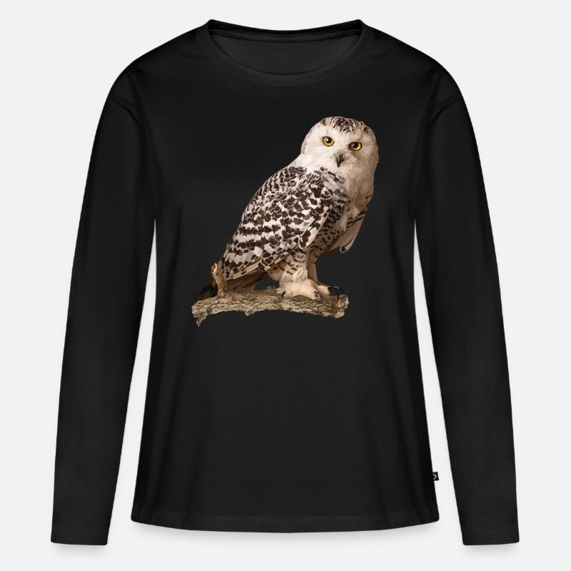 Schnee-Eule - Frauen Premium Bio Langarmshirt - Schwarz