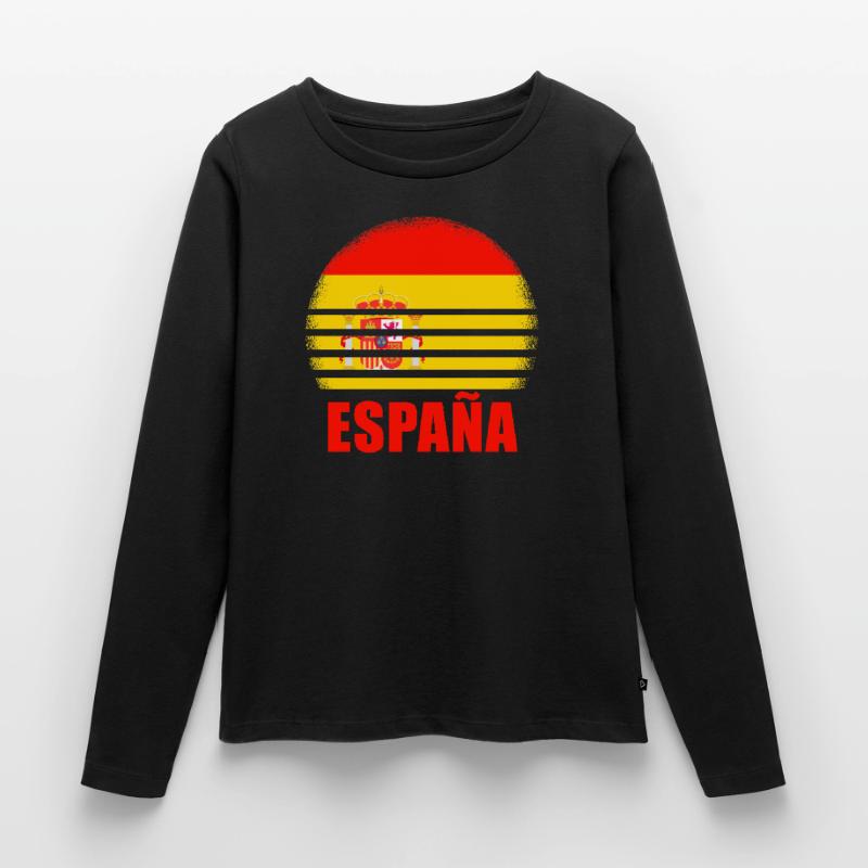Espagne Drapeau espagnol USA Majorque Madrid Ameri T-shirt manches longues Premium bio Femme