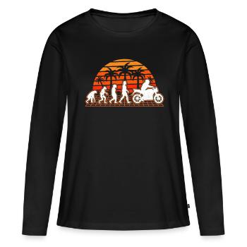 Motorradfahrer Evolution Retro Motorrad - Frauen Premium Bio Langarmshirt - Schwarz - Vorne - Julia (174cm)
