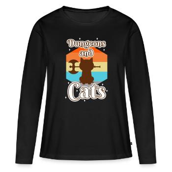 Donjons et chats - T-shirt manches longues Premium bio Femme - noir - Devant - Julia (174cm)