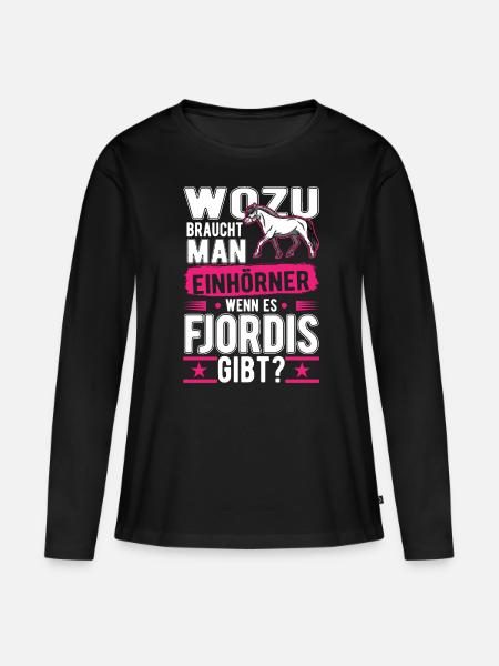Fjordpferd Einhorn Fjord Pferd Norweger Pferd - Frauen Premium Bio Langarmshirt - Schwarz