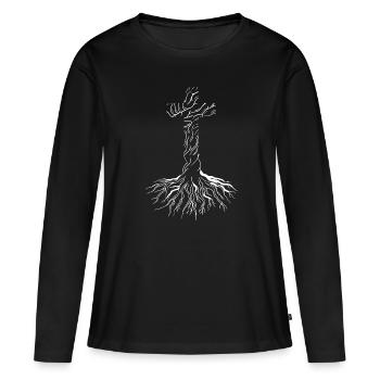 Arbre cadeau Cross Roots - T-shirt manches longues Premium bio Femme - noir - Devant - Julia (174cm)