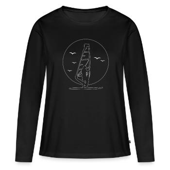 Cadeau Windsurfer - T-shirt manches longues Premium bio Femme - noir - Devant - Julia (174cm)