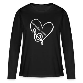 Love Clef Flutes Joueur Flûte Flûte - T-shirt manches longues Premium bio Femme - noir - Devant - Julia (174cm)