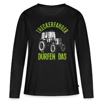 Traktor Treckerfahrer Traktoren Spruch - Frauen Premium Bio Langarmshirt - Schwarz - Vorne - Julia (174cm)