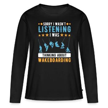 Wakeboard Wakeboarding Wakeboarder - T-shirt manches longues Premium bio Femme - noir - Devant - Julia (174cm)