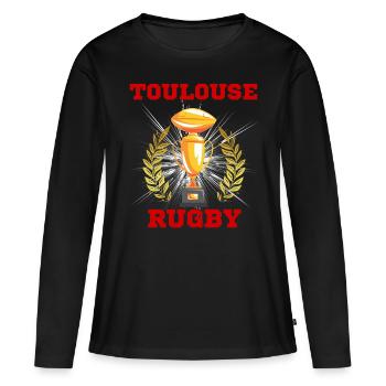 Toulouse rugby cadeau - T-shirt manches longues Premium bio Femme - noir - Devant - Julia (174cm)