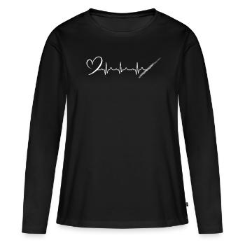 Heartbeat Heartline Heart Rate Flûte - T-shirt manches longues Premium bio Femme - noir - Devant - Julia (174cm)