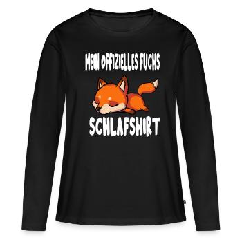 Schlafshirt Pyjama Schlafanzug Fuchs - Frauen Premium Bio Langarmshirt - Schwarz - Vorne - Julia (174cm)