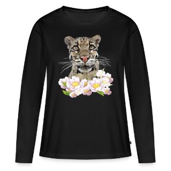 leopard nebula - Women's Premium Organic Long Sleeve Shirt - black - Front - Julia (174cm)