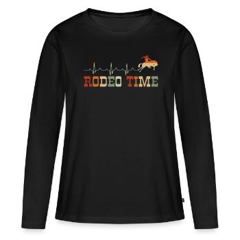 Vintage Heartbeat Fréquence cardiaque Rodeo Temps - T-shirt manches longues Premium bio Femme - noir - Devant - Julia (174cm)