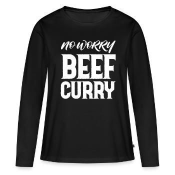 Pas de souci Curry de bœuf 3 - T-shirt manches longues Premium bio Femme - noir - Devant - Julia (174cm)