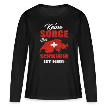 Schweiz Schweizer - Frauen Premium Bio Langarmshirt - Schwarz - Vorne - Julia (174cm)