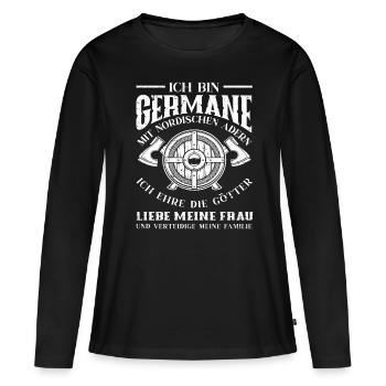 Wikinger Germane - Frauen Premium Bio Langarmshirt - Schwarz - Vorne - Julia (174cm)