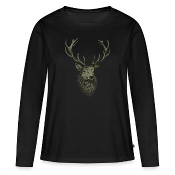 Jäger Shirt Herren Jagd Hirsch - Frauen Premium Bio Langarmshirt - Schwarz - Vorne - Julia (174cm)
