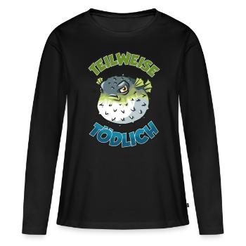 Puffer Fish Partly Deadly Cartoon Comic - Women's Premium Organic Long Sleeve Shirt - black - Front - Julia (174cm)