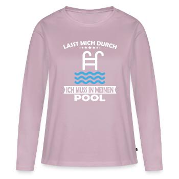 Lasst mich durch ich muss in meinen Pool - Frauen Premium Bio Langarmshirt - Altrosa - Vorne - Julia (174cm)