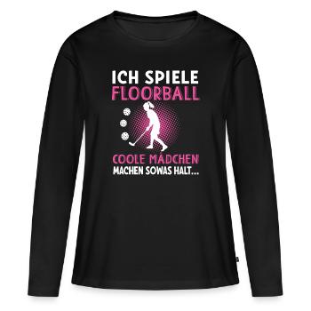 Floorball Floorballspielerin Floorballverein Sport - Frauen Premium Bio Langarmshirt - Schwarz - Vorne - Julia (174cm)