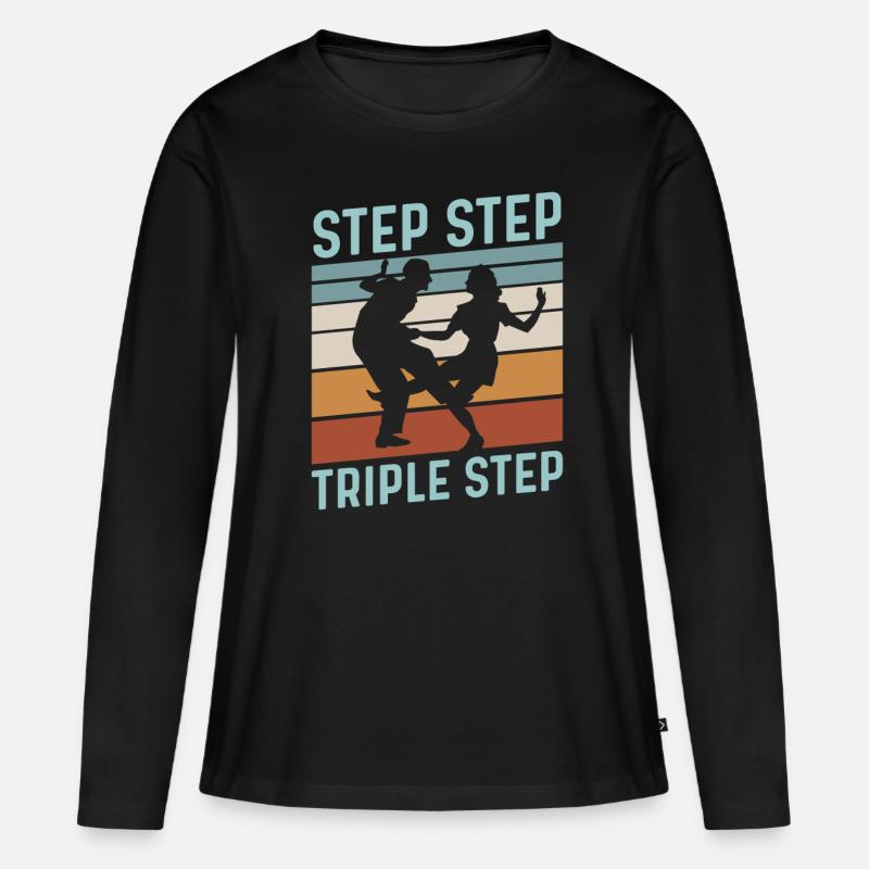Step Step Triple Step Zitat für einen Lindy Hop - Frauen Premium Bio Langarmshirt - Schwarz