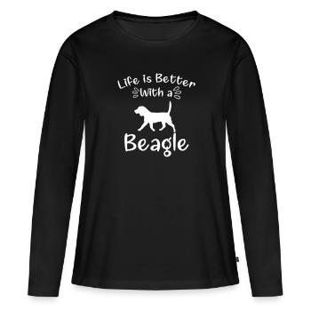 Beagle Beagle Chien Beagle Chiot Beagle Propriétaire - T-shirt manches longues Premium bio Femme - noir - Devant - Julia (174cm)