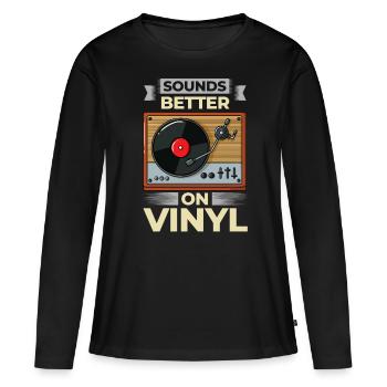 Turntable Record Player Records - Women's Premium Organic Long Sleeve Shirt - black - Front - Julia (174cm)
