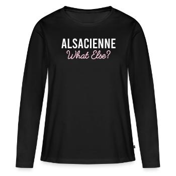 Alsacienne idée cadeau région Alsace France humour - T-shirt manches longues Premium bio Femme - noir - Devant - Julia (174cm)