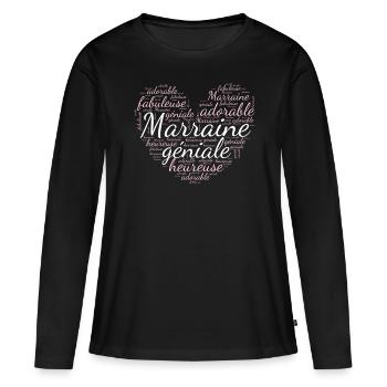 Marraine idée cadeau humour citations famille - T-shirt manches longues Premium bio Femme - noir - Devant - Julia (174cm)