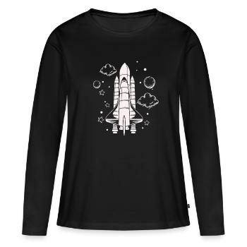 Vaisseau spatial - Astronaute spatial de fusée - T-shirt manches longues Premium bio Femme - noir - Devant - Julia (174cm)