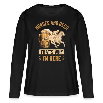 Chevaux et bière Équitation Sports équestres - T-shirt manches longues Premium bio Femme - noir - Devant - Julia (174cm)