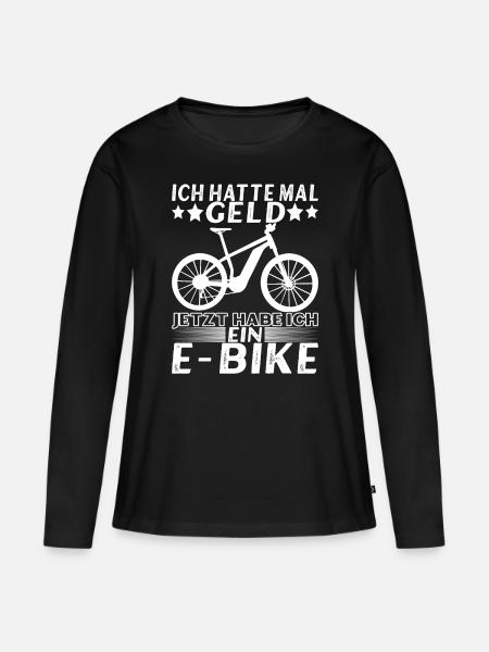 E Bike E MTB Elektrofrahrad - Frauen Premium Bio Langarmshirt - Schwarz