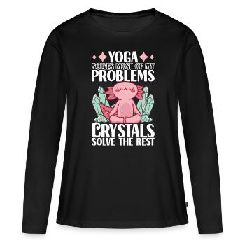 Yoga Yogi Relax - T-shirt manches longues Premium bio Femme - noir - Devant - Julia (174cm)