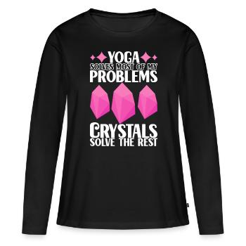 Yoga Yogi Relax - T-shirt manches longues Premium bio Femme - noir - Devant - Julia (174cm)