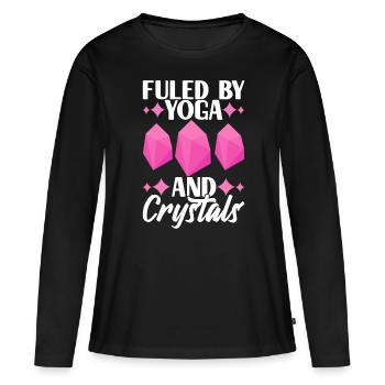 Yoga Yogi Relax - T-shirt manches longues Premium bio Femme - noir - Devant - Julia (174cm)